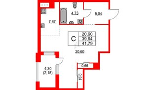 Квартира в ЖК TALENTO, студия, 43.31 м², 4 этаж