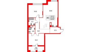 Квартира в ЖК TALENTO, 2 комнатная, 91.65 м², 5 этаж