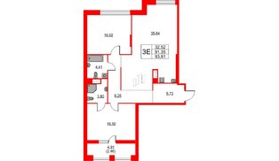 Квартира в ЖК TALENTO, 2 комнатная, 93.81 м², 6 этаж