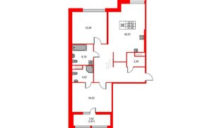 Квартира в ЖК «Таленто», 2 комнатная, 91.65 м², 7 этаж