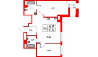 Квартира в ЖК TALENTO, 2 комнатная, 73.1 м², 6 этаж
