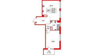 Квартира в ЖК TALENTO, 1 комнатная, 53.73 м², 6 этаж