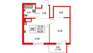 Квартира в ЖК TALENTO, 1 комнатная, 48.6 м², 6 этаж