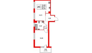Квартира в ЖК TALENTO, 1 комнатная, 48.98 м², 3 этаж