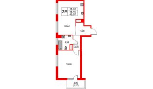 Квартира в ЖК TALENTO, 1 комнатная, 48.98 м², 12 этаж