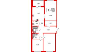 Квартира в ЖК «ЛесART», 3 комнатная, 91.72 м², 8 этаж