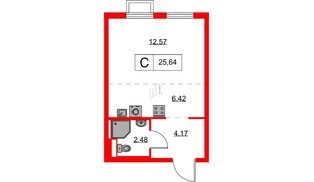 Квартира в ЖК Янинский Лес, студия, 25.64 м², 8 этаж