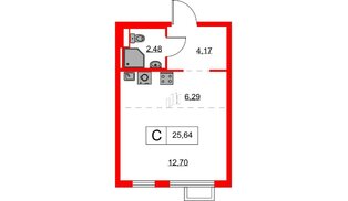 Квартира в ЖК Янинский Лес, студия, 25.64 м², 8 этаж