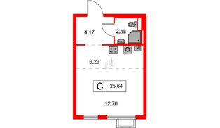 Квартира в ЖК Янинский Лес, студия, 25.64 м², 8 этаж