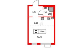 Квартира в ЖК Янинский Лес, студия, 25.64 м², 8 этаж