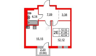 Квартира в ЖК «Невская долина», 1 комнатная, 42.54 м², 10 этаж