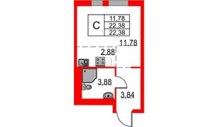 Квартира в ЖК Невская долина, студия, 22.38 м², 14 этаж