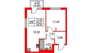 Квартира в ЖК «Невская долина», 1 комнатная, 40.93 м², 9 этаж
