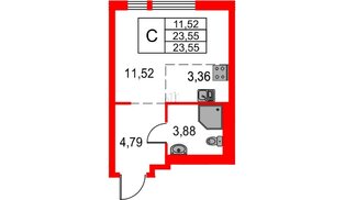 Квартира в ЖК Невская долина, студия, 23.55 м², 5 этаж