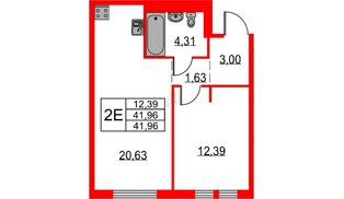 Квартира в ЖК «Невская долина», 1 комнатная, 41.96 м², 11 этаж