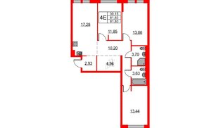 Квартира в ЖК Невская долина, 3 комнатная, 81.83 м², 1 этаж