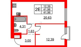 Квартира в ЖК Невская долина, 1 комнатная, 41.96 м², 8 этаж