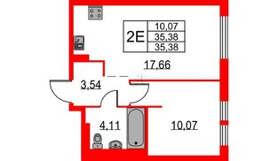 Квартира в ЖК Невская долина, 1 комнатная, 35.38 м², 1 этаж