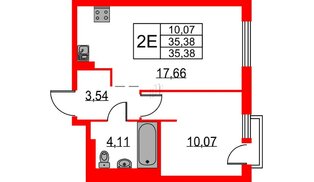 Квартира в ЖК Невская долина, 1 комнатная, 35.38 м², 7 этаж