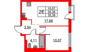 Квартира в ЖК «Невская долина», 1 комнатная, 35.38 м², 12 этаж