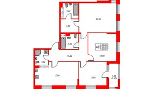 Квартира в ЖК Тайм Сквер, 3 комнатная, 96.2 м², 12 этаж