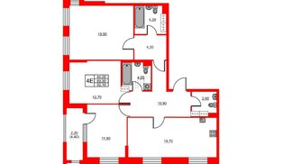 Квартира в ЖК Тайм Сквер, 3 комнатная, 92.1 м², 13 этаж