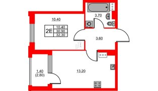 Квартира в ЖК Тайм Сквер, 1 комнатная, 32.3 м², 12 этаж