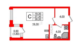 Квартира в ЖК Тайм Сквер, студия, 28.2 м², 10 этаж