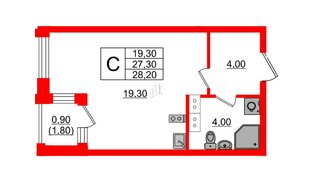 Квартира в ЖК Тайм Сквер, студия, 28.2 м², 13 этаж