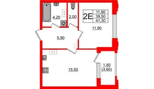 Квартира в ЖК Тайм Сквер, 1 комнатная, 41.3 м², 10 этаж