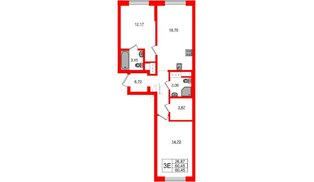 Квартира в ЖК Квартал «Новый Московский», 2 комнатная, 57.79 м², 4 этаж