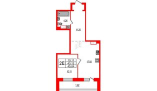 Квартира в ЖК Эко Гармония, 1 комнатная, 45.04 м², 6 этаж