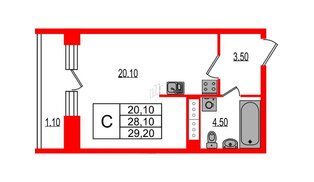 Квартира в ЖК «Эко Гармония», студия, 29.11 м², 3 этаж