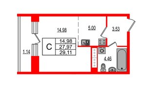 Квартира в ЖК Эко Гармония, студия, 29.11 м², 8 этаж