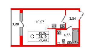 Квартира в ЖК Эко Гармония, студия, 29.49 м², 1 этаж