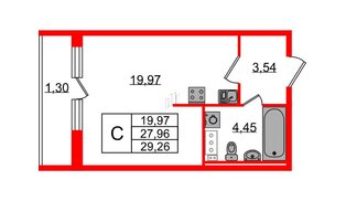 Квартира в ЖК Эко Гармония, студия, 29.26 м², 9 этаж