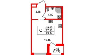 Квартира в ЖК «Парголово», студия, 29.14 м², 15 этаж