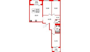 Квартира в ЖК GloraX Парголово, 3 комнатная, 85.98 м², 15 этаж
