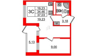 Квартира в ЖК «Дворцовый фасад», студия, 33.9 м², 1 этаж