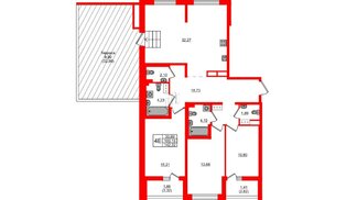 Квартира в ЖК «Черная Речка», 3 комнатная, 142.32 м², 13 этаж