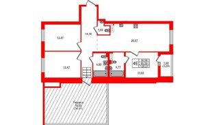 Квартира в ЖК «Черная Речка», 3 комнатная, 93.7 м², 14 этаж