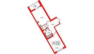 Квартира в ЖК «Черная Речка», 1 комнатная, 51.08 м², 14 этаж