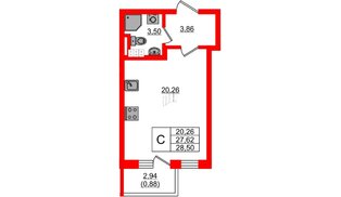 Квартира в ЖК «Новая история», студия, 28.5 м², 4 этаж