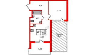 Квартира в ЖК «Город первых» в Новосаратовке, 1 комнатная, 38.9 м², 13 этаж