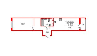 Квартира в ЖК ЦДС Новосаратовка «Город первых», 1 комнатная, 47.06 м², 17 этаж