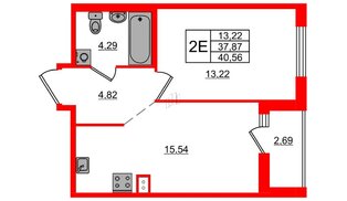 Квартира в ЖК ЦДС Новосаратовка «Город первых», 1 комнатная, 40.56 м², 17 этаж