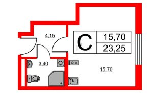 Апартаменты в ЖК «Авеню Апарт Пулково», студия, 23.25 м², 5 этаж