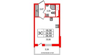 Квартира в ЖК «Титул в Московском», студия, 24.88 м², 8 этаж
