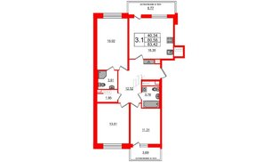 Квартира в ЖК Титул в Московском, 3 комнатная, 80.58 м², 5 этаж
