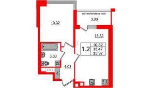 Квартира в ЖК Титул в Московском, 1 комнатная, 33.47 м², 5 этаж